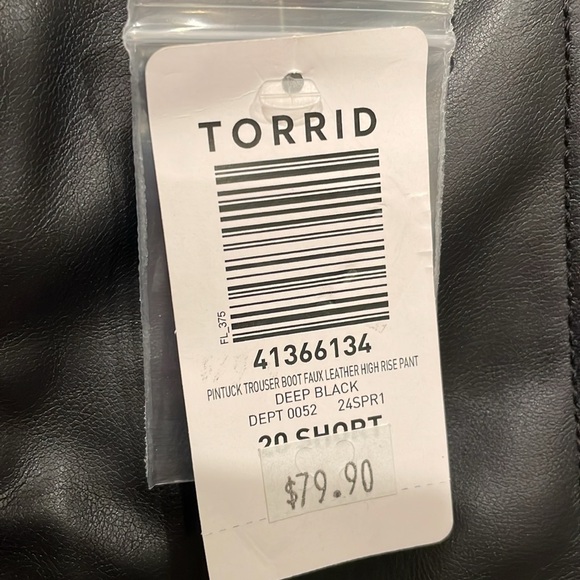 Torrid Pintuck Trouser Boot Faux Leather High Rise Pant - NWT - Picture 2 of 9